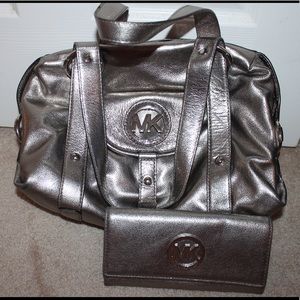 Michael Kors Pewter Tote + Matching Wallet